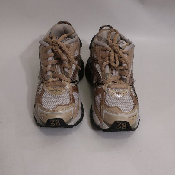Womens Balenciaga White Taupe Gold Black Laced Grailed Runners Sneaker 8 - Picture 2 of 9